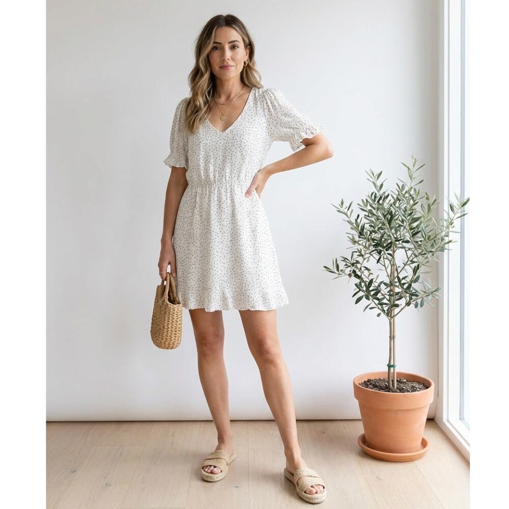 & Other Stories Polka Dot mini dress black & white, size 8